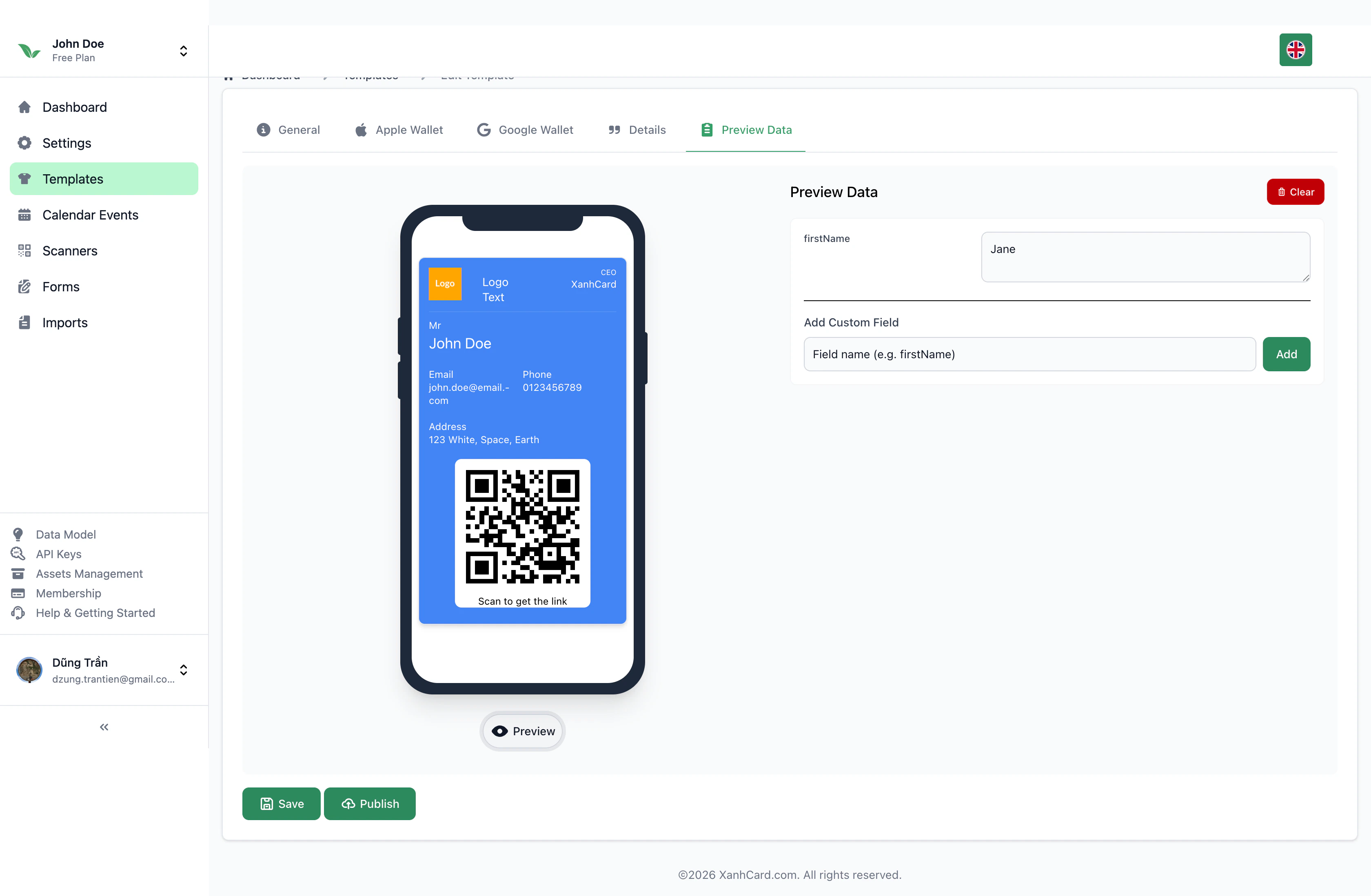 Tab Preview Data - có dữ liệu