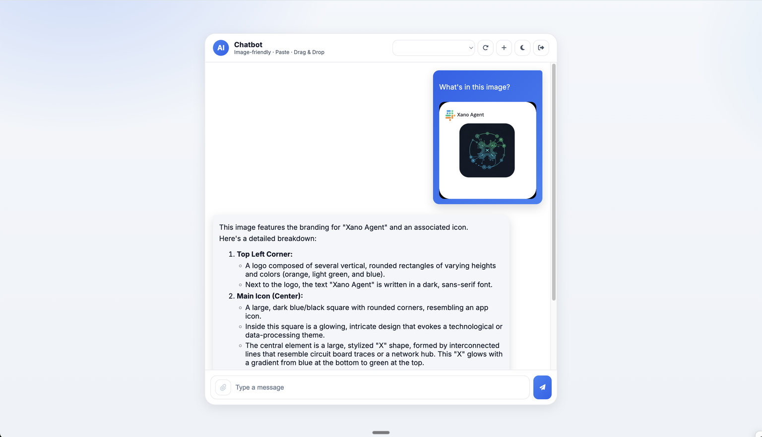 An image showing the chatbot provided in this snippet