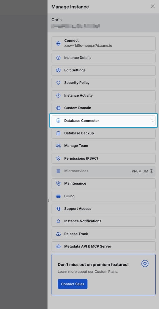 Direct Database Connector - Xano Documentation