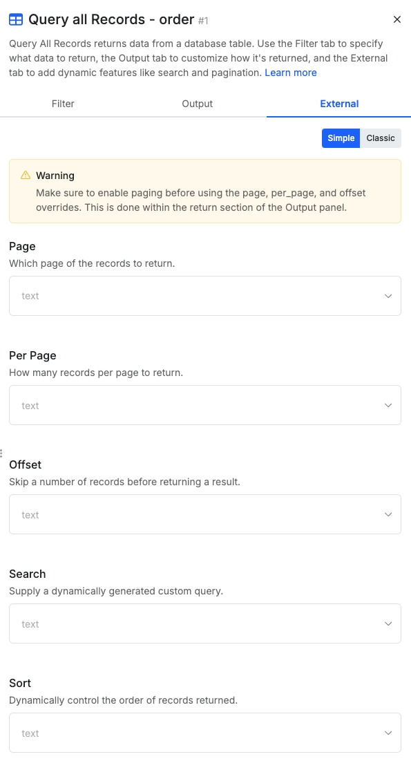 Query All Records - Xano Documentation