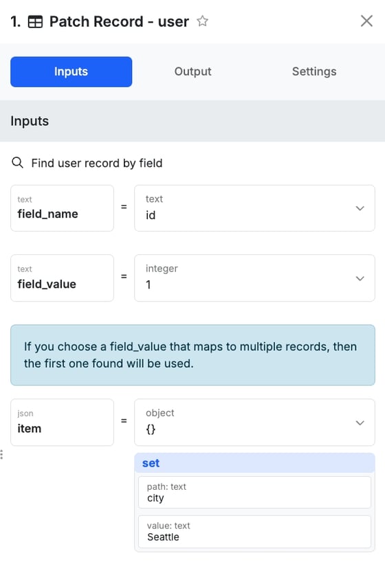 Patch Record Check Patch Record - Xano Documentation