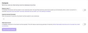 Configure compute and scale to zero for your branch