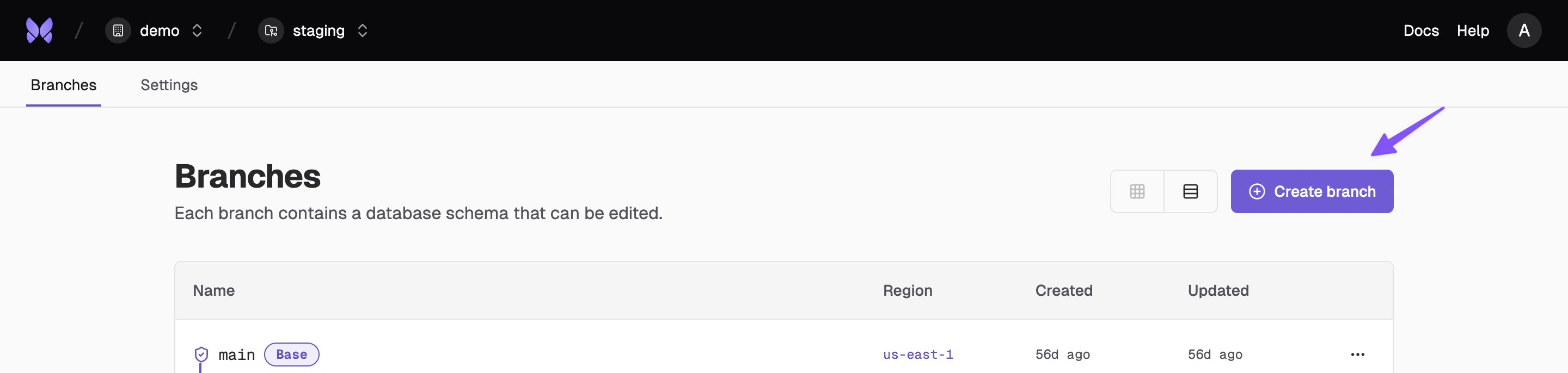 Create project interface