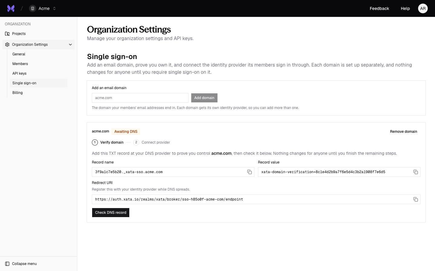 Domain awaiting DNS verification