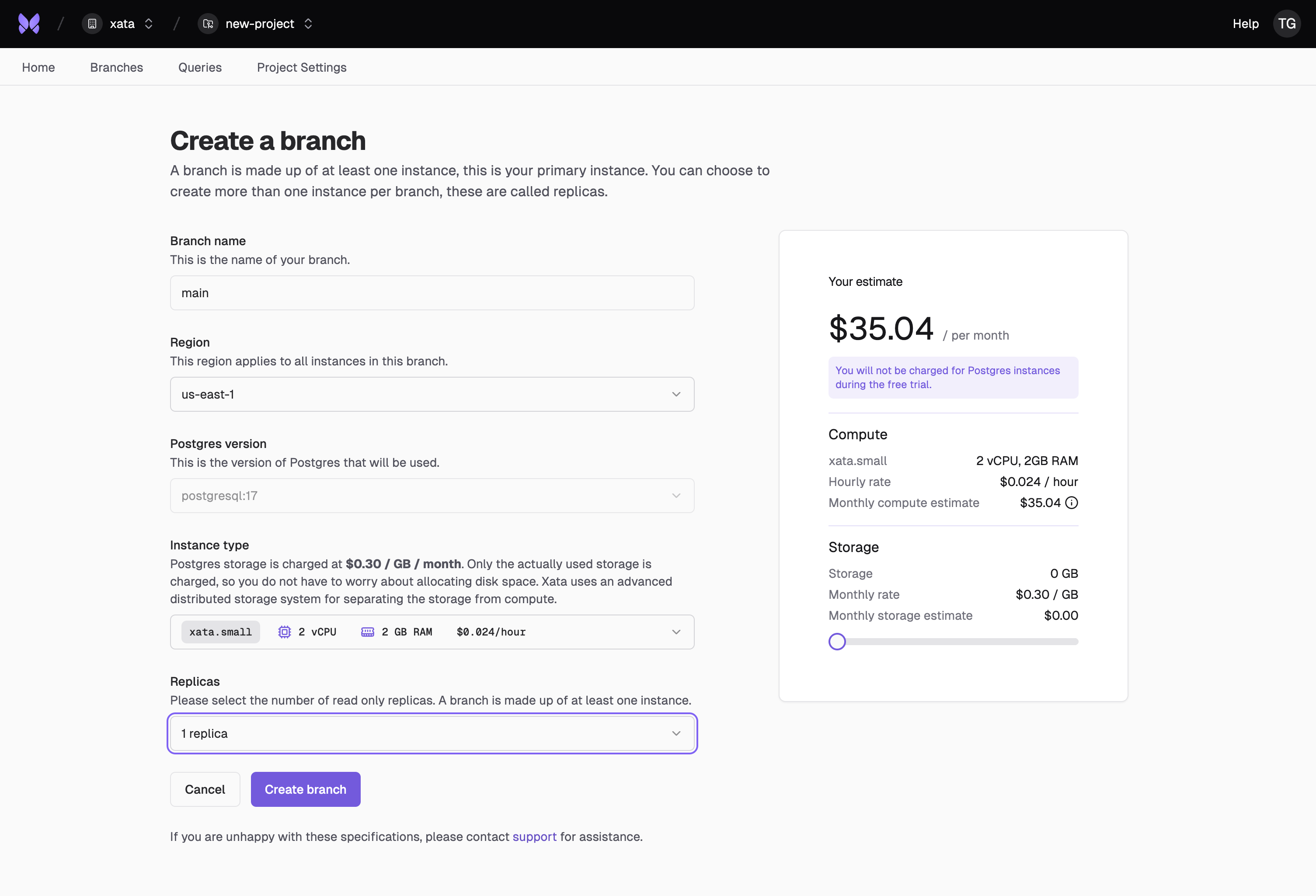 Create new branch
