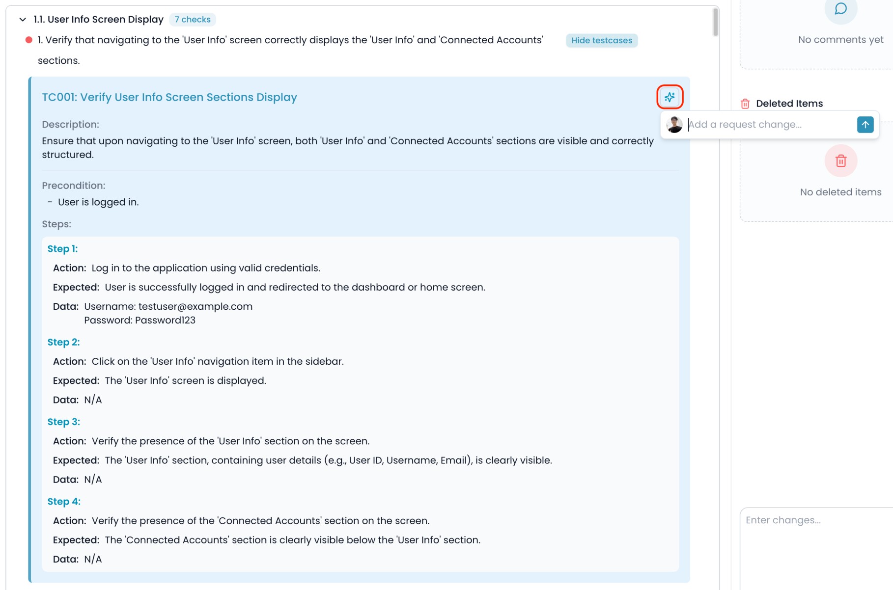 Update Testcase - TestGenAI.com Documentation