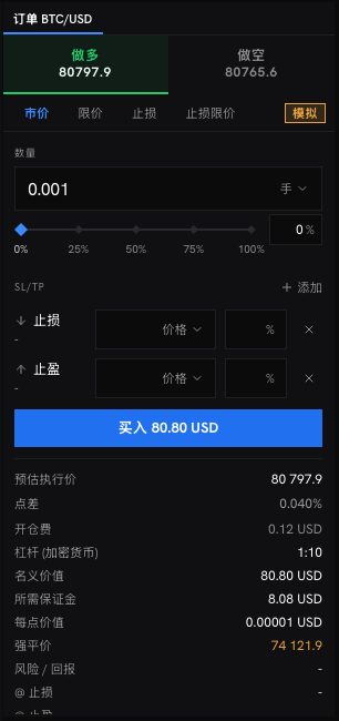 下单面板