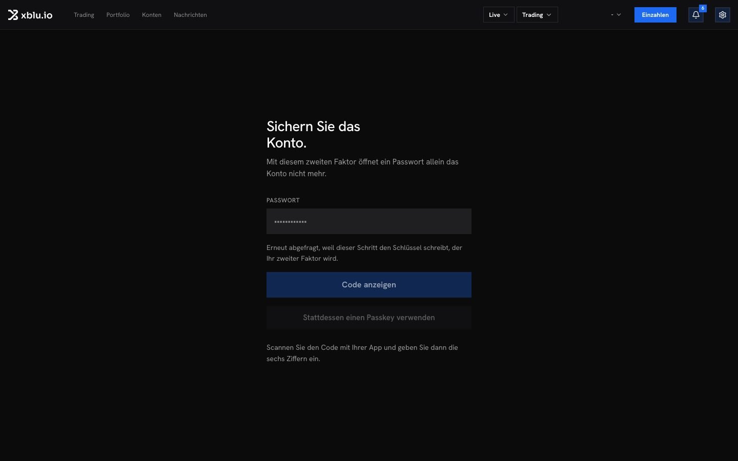Der Bildschirm 2FA aktivieren