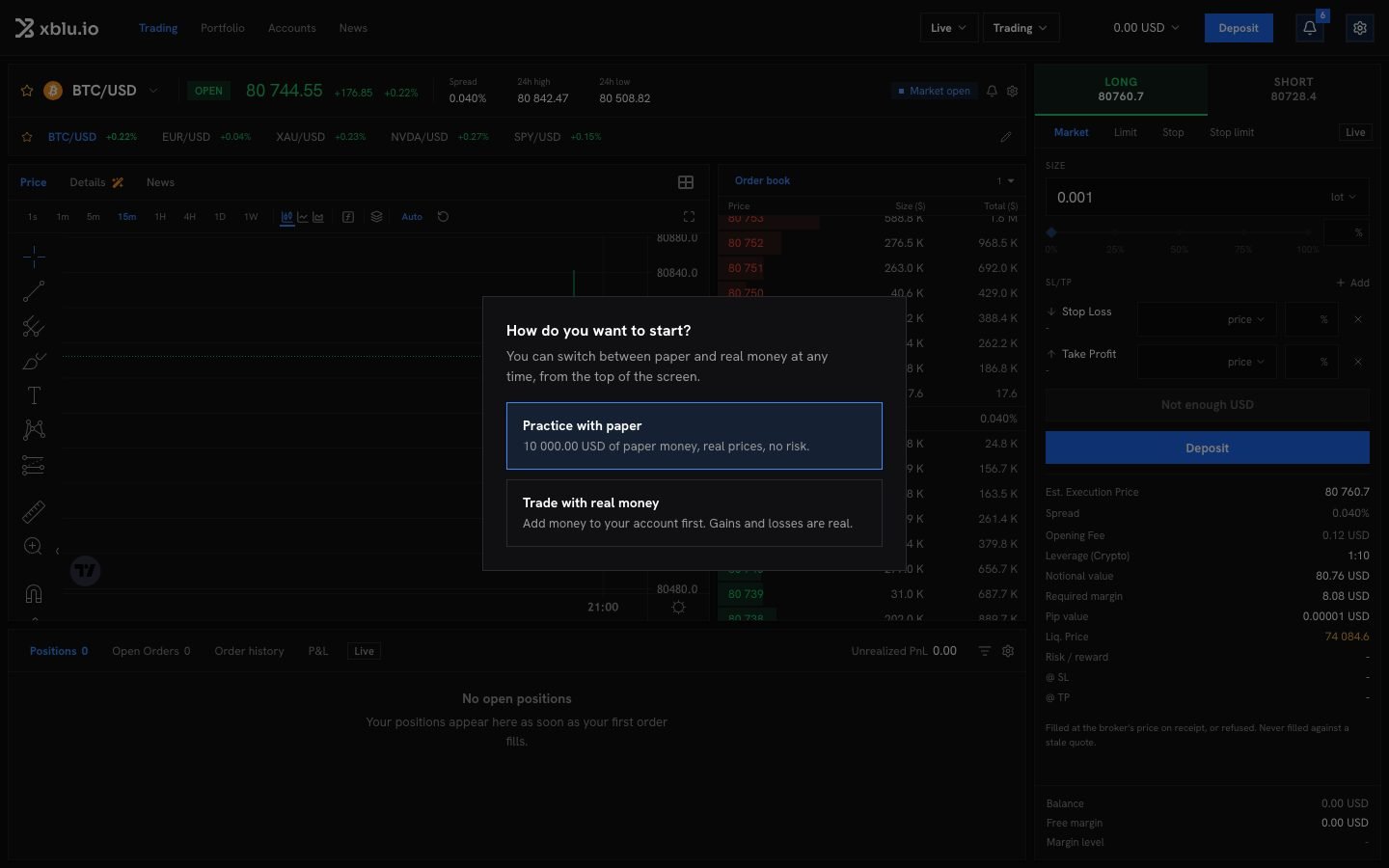 The How do you want to start? screen