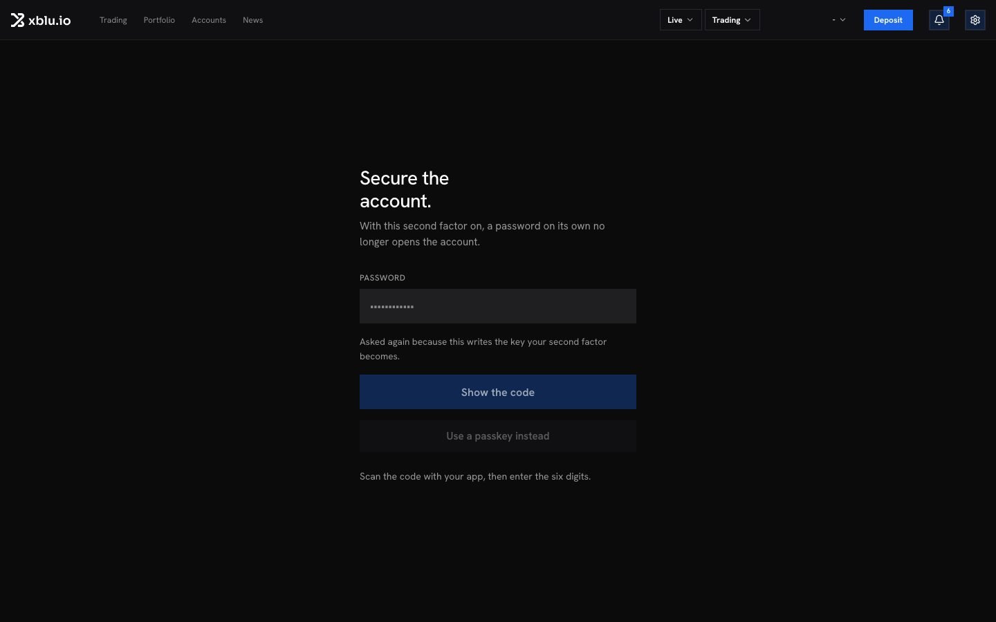 The Turn on 2FA screen
