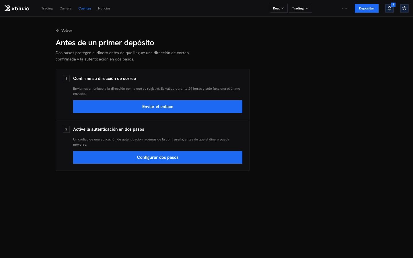 Los pasos de Antes de un primer depósito