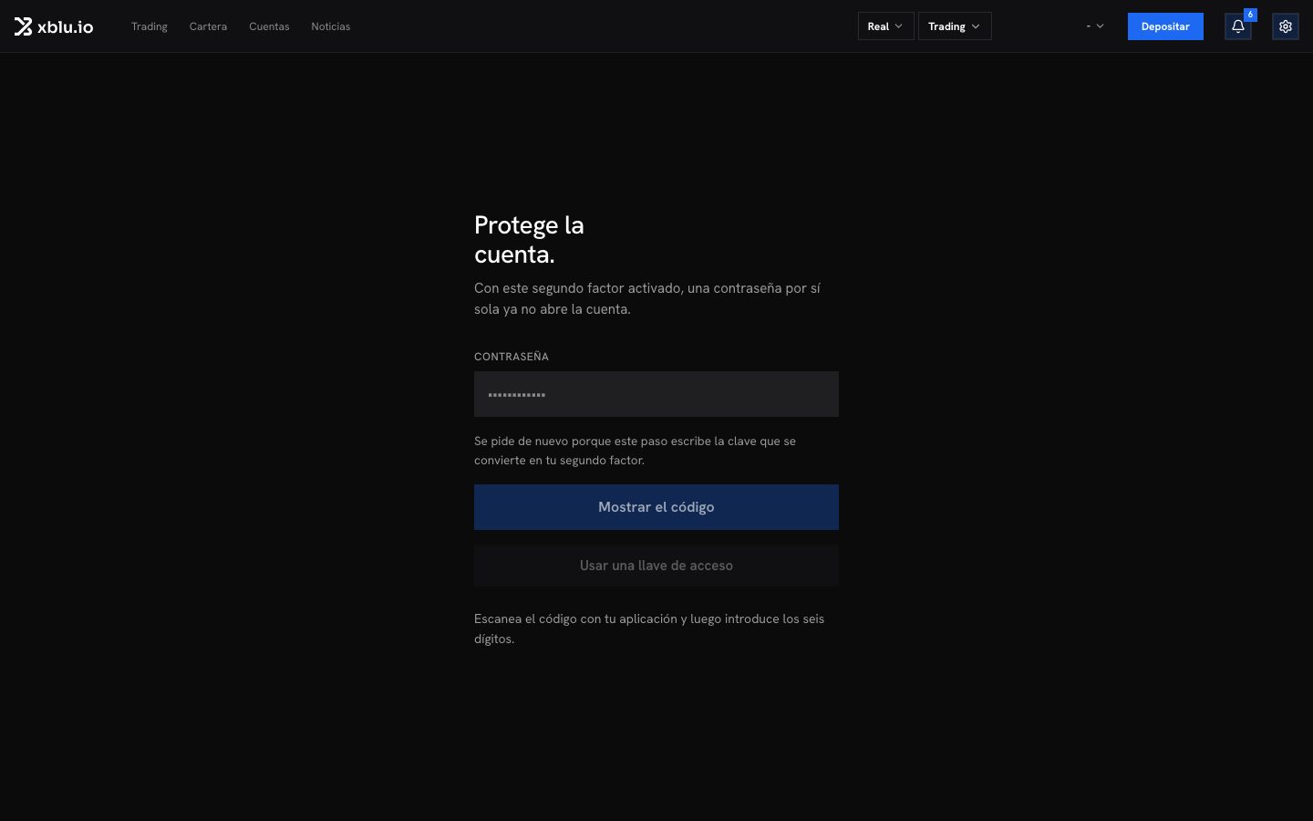 La pantalla Activar 2FA