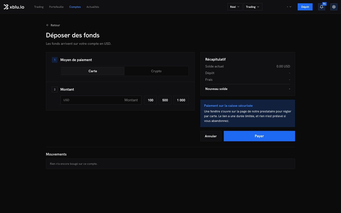 La page de dépôt