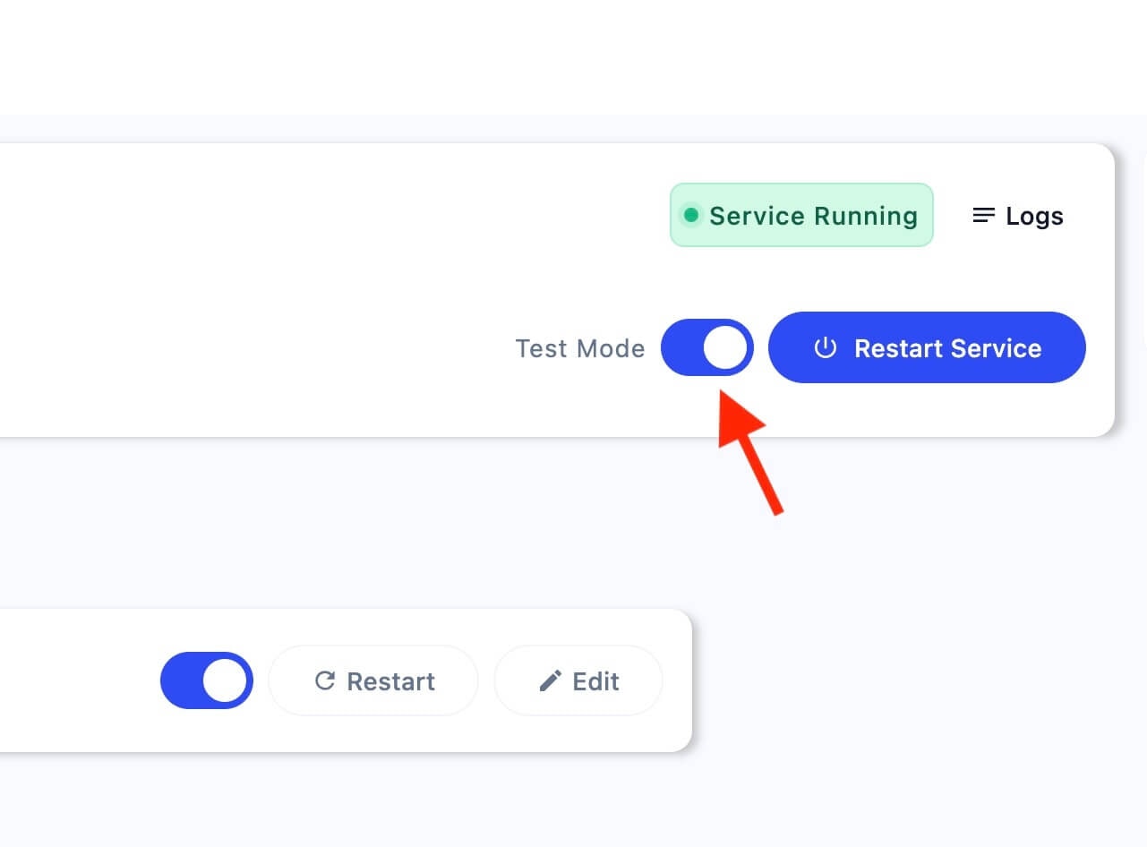 Terminal Gateway app testing connection with device
