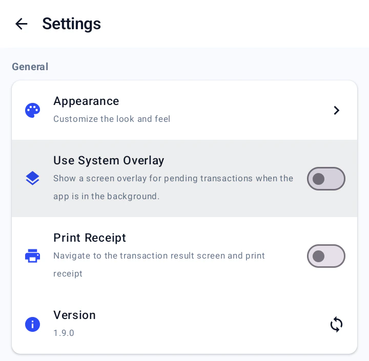 Gateway app settings showing Use System Overlay toggle and Open Settings button