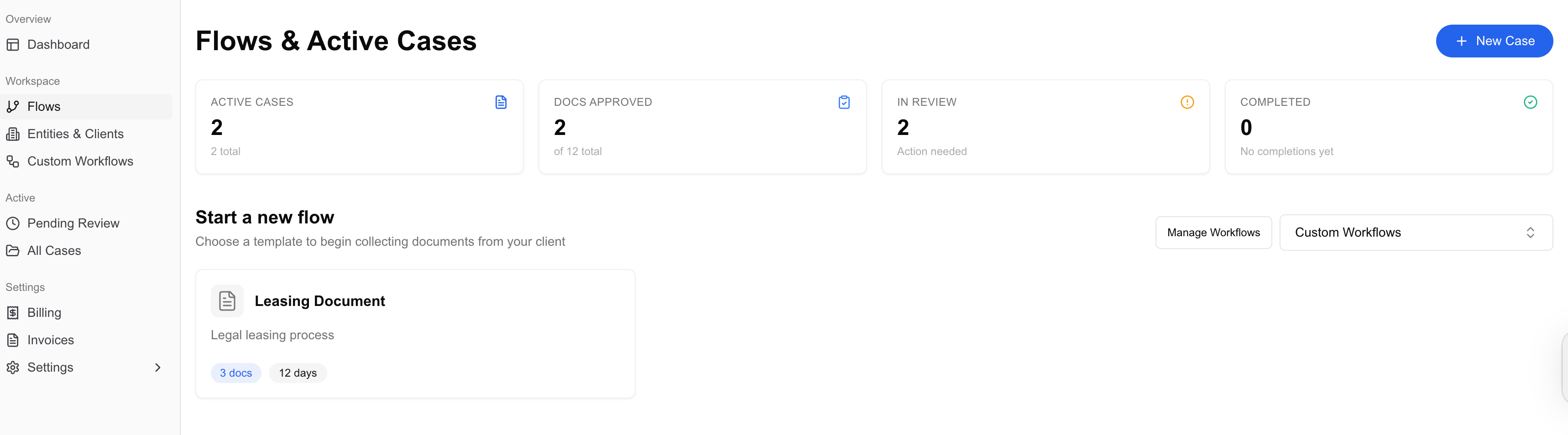 Custom flow case view