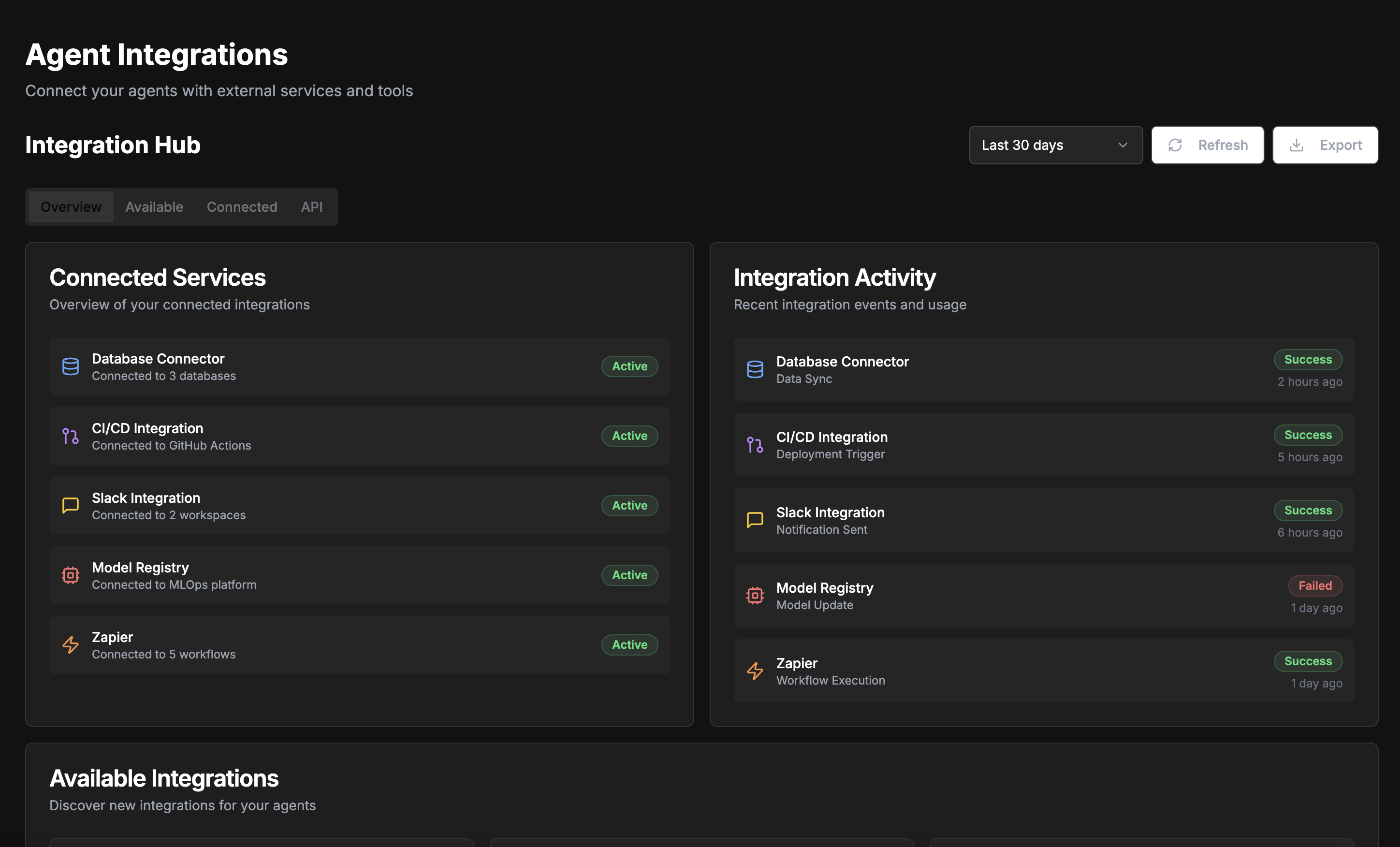Xenovia Integrations Dashboard