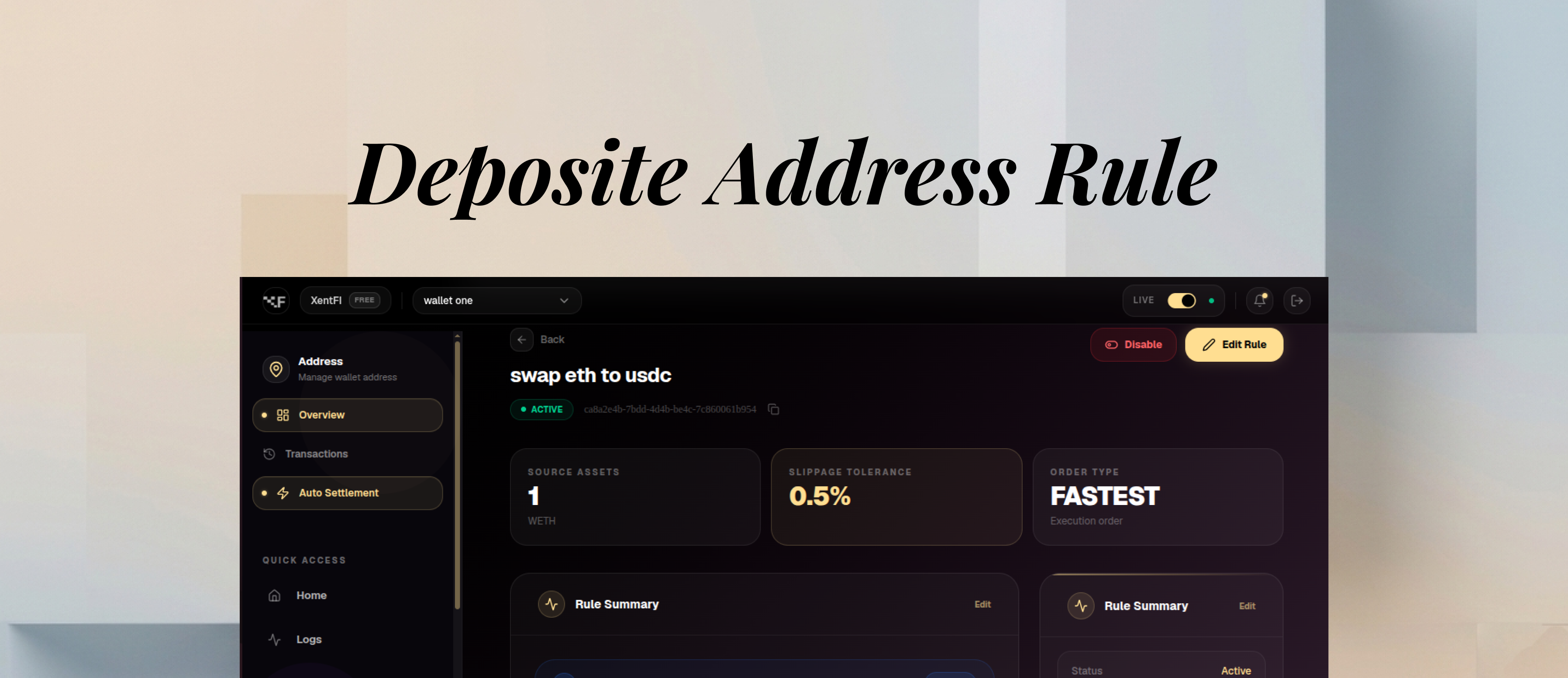 Deposit Address Rule Overview