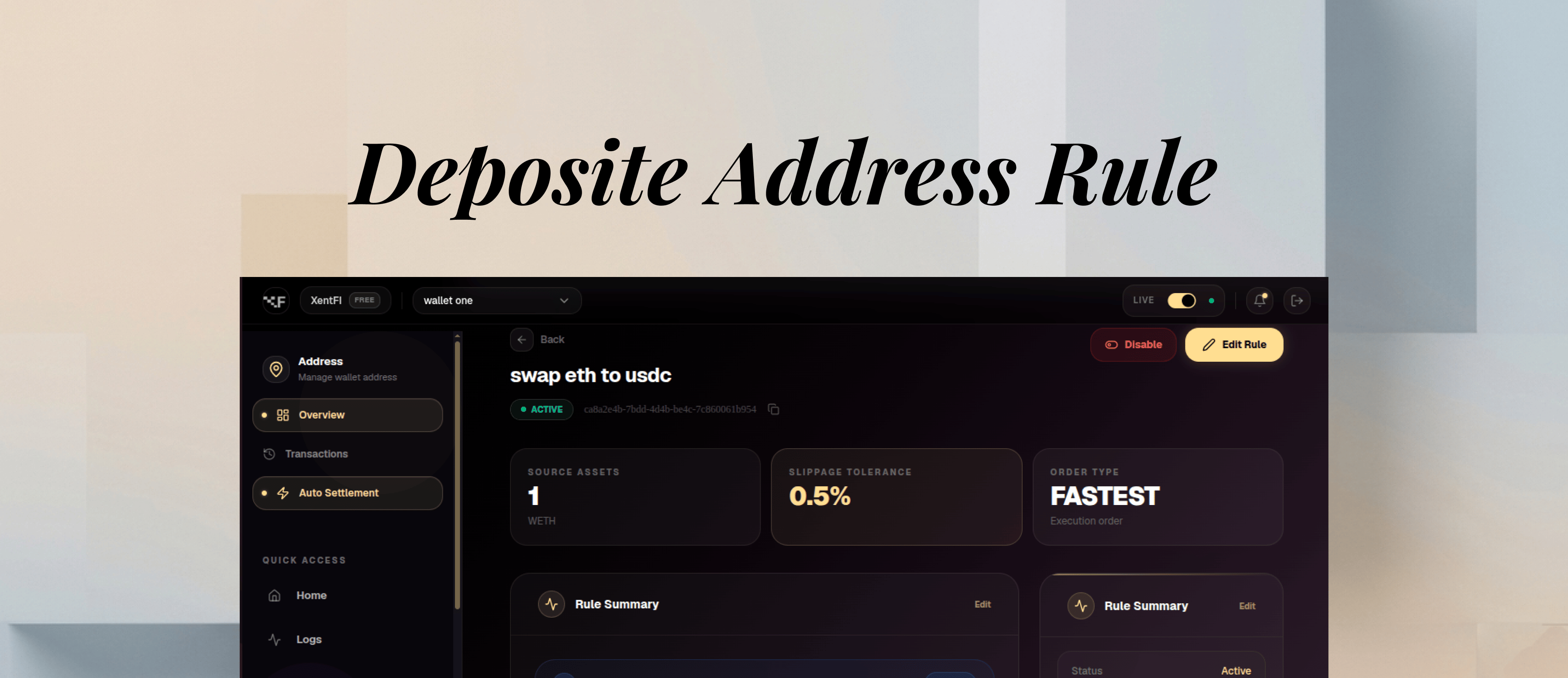 Deposit Address Rule Overview