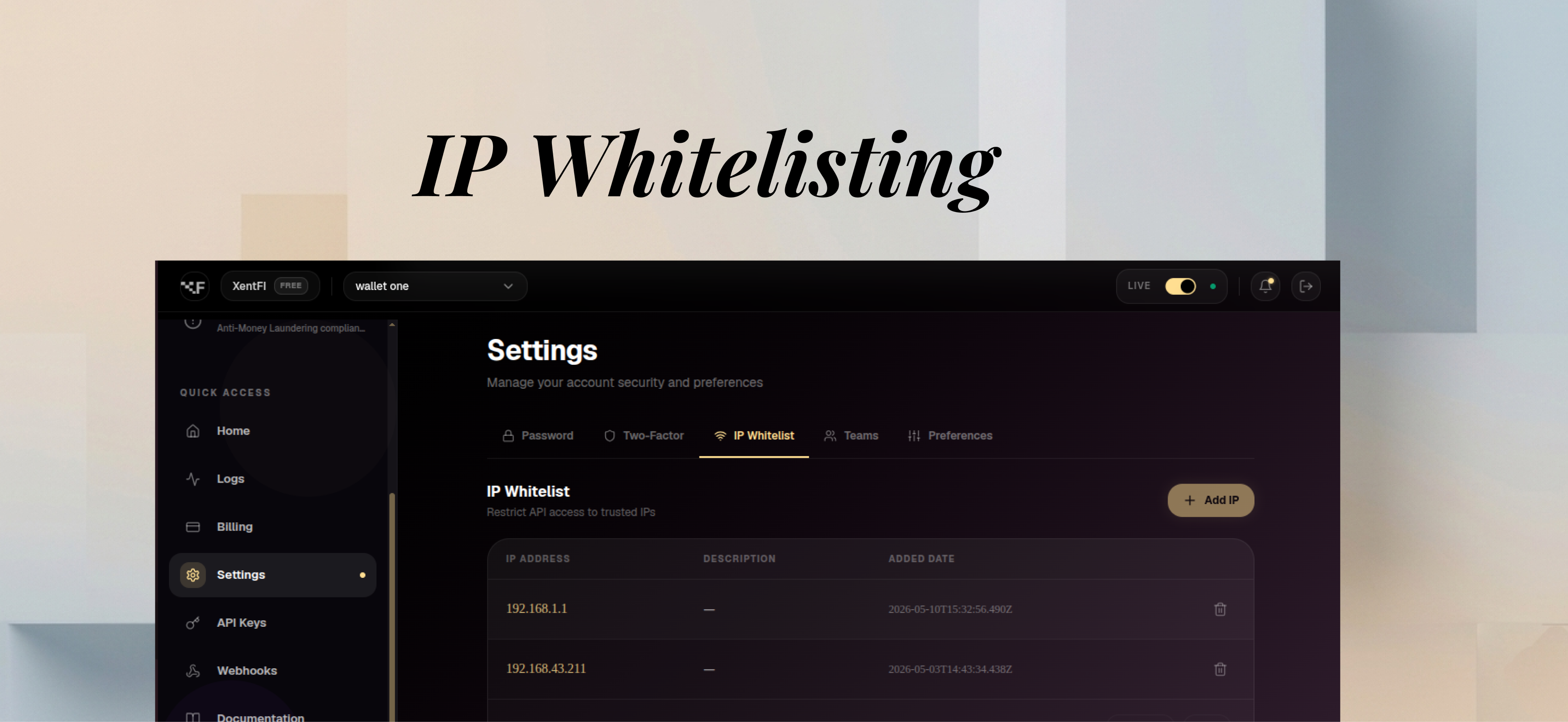 IP Whitelisting Dashboard