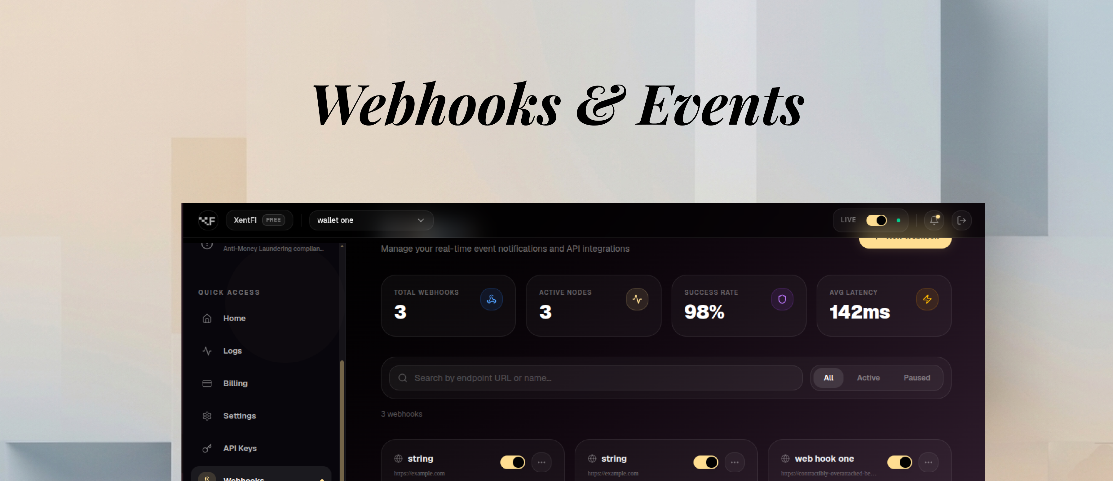 Webhooks Dashboard Overview