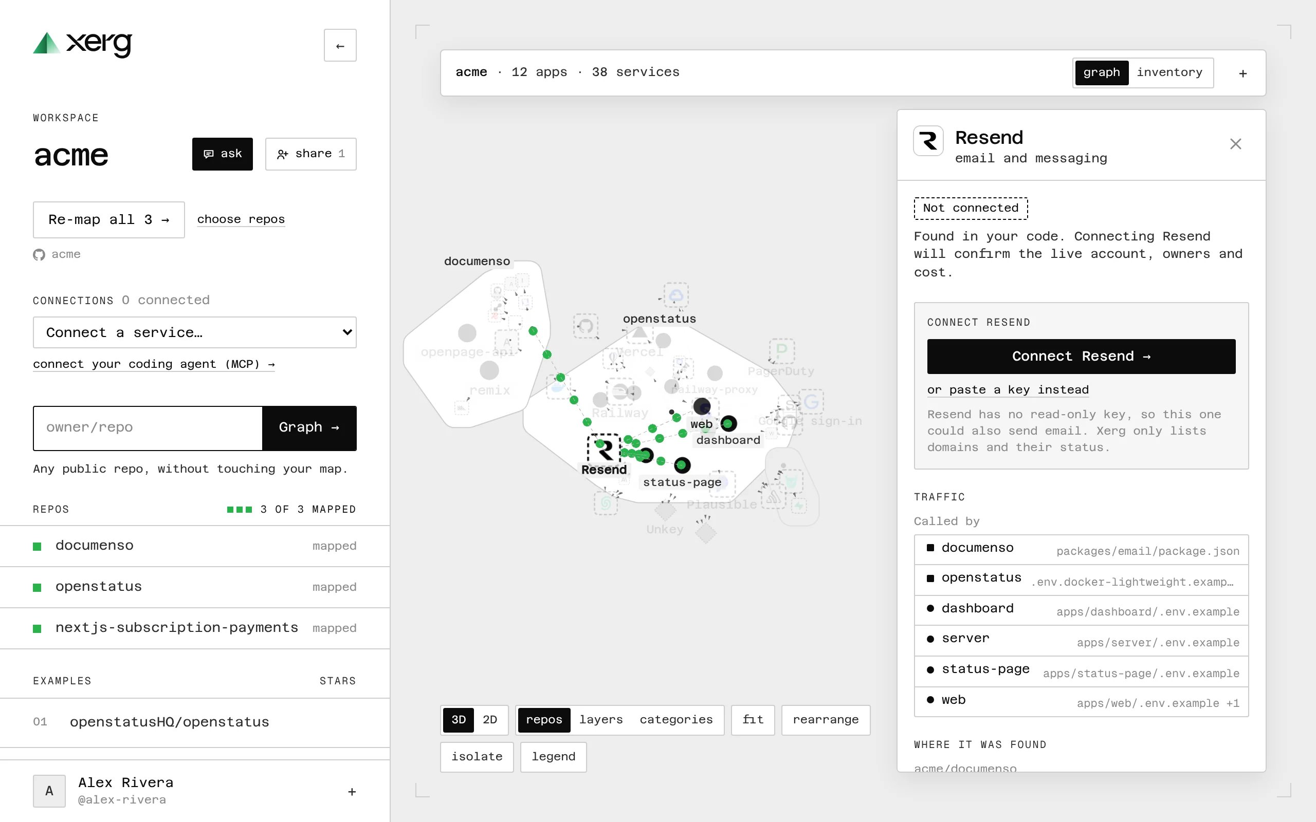 An item's details with its traffic, and dots moving along its lines
