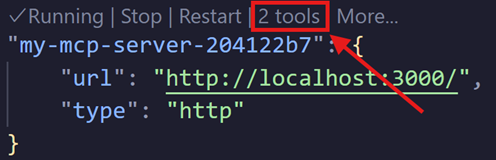 Tools listed in VS Code.
