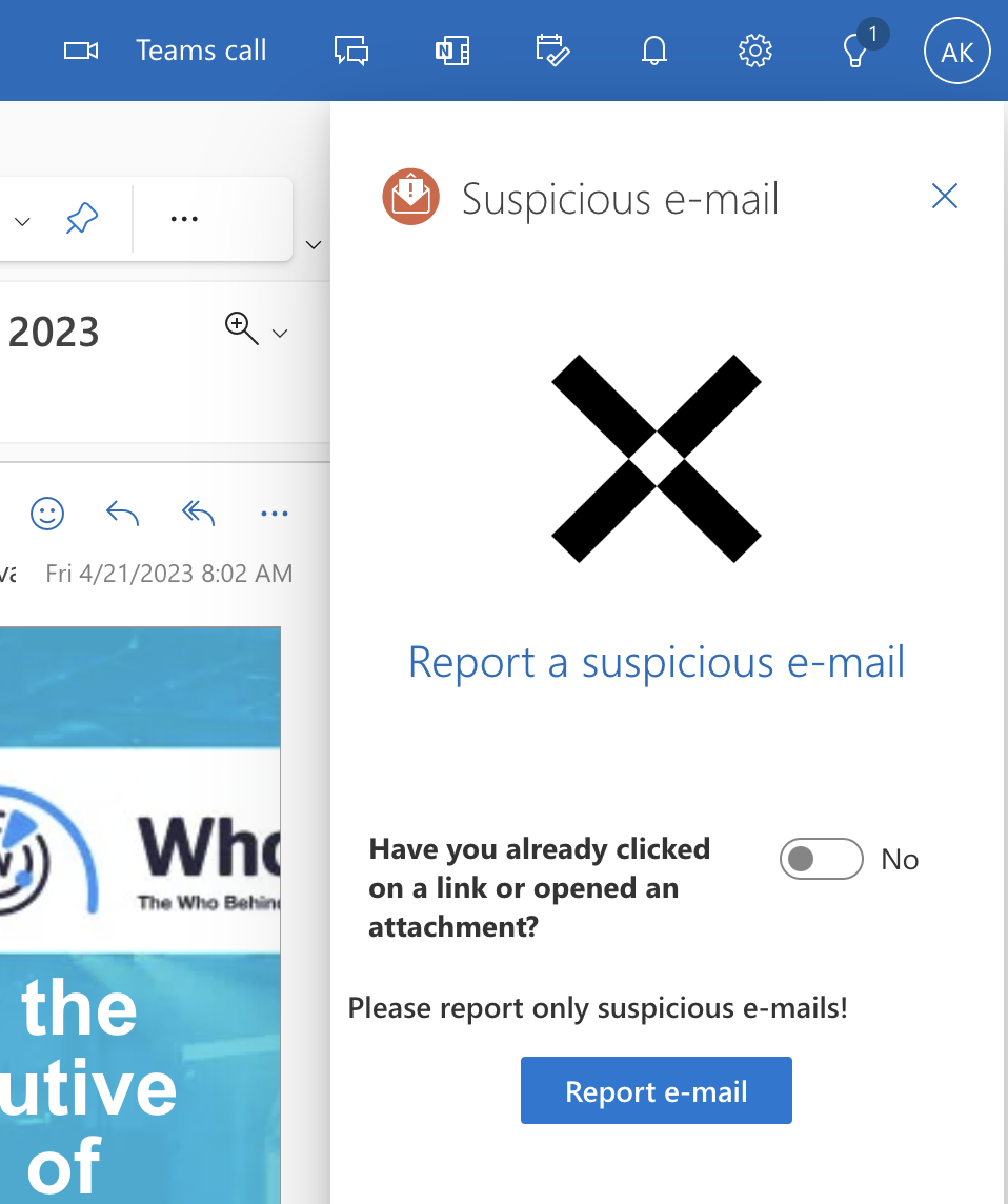 Third-party reporting button menu