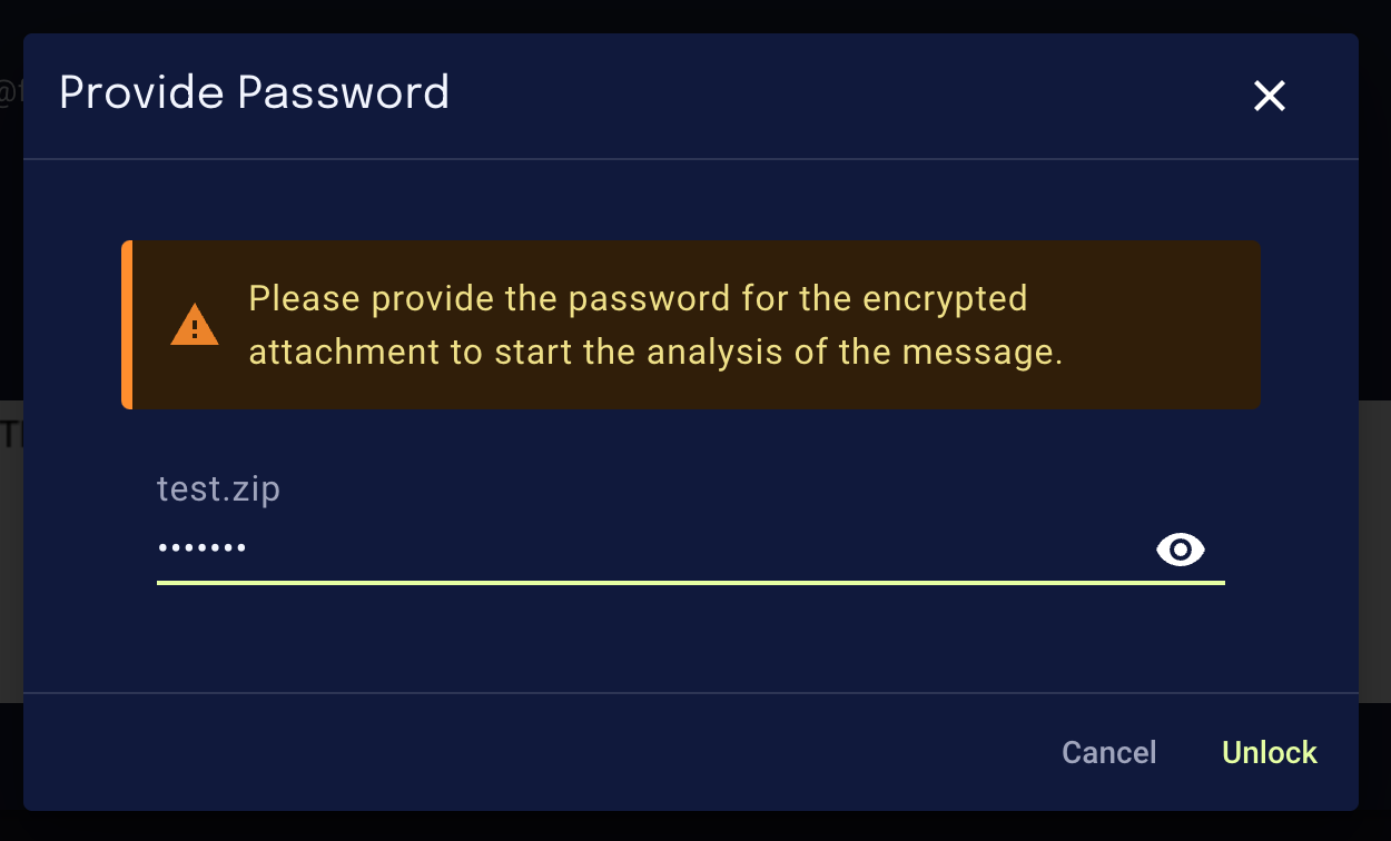 Enter the attachment password