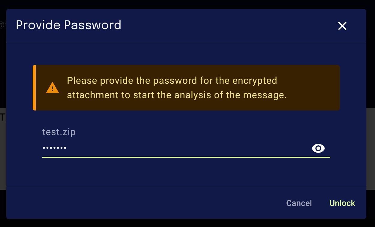 Enter the attachment password