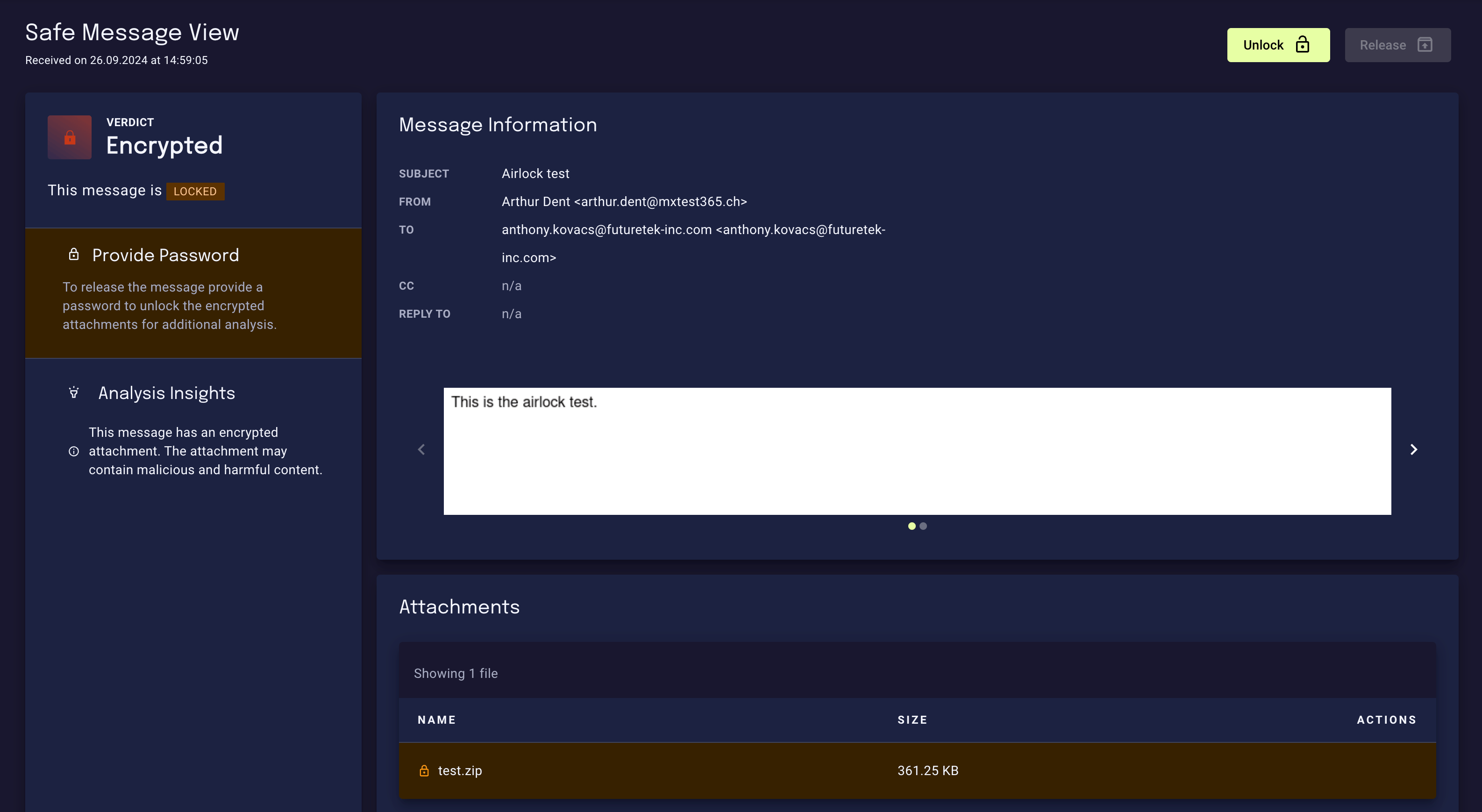 Airlock message preview