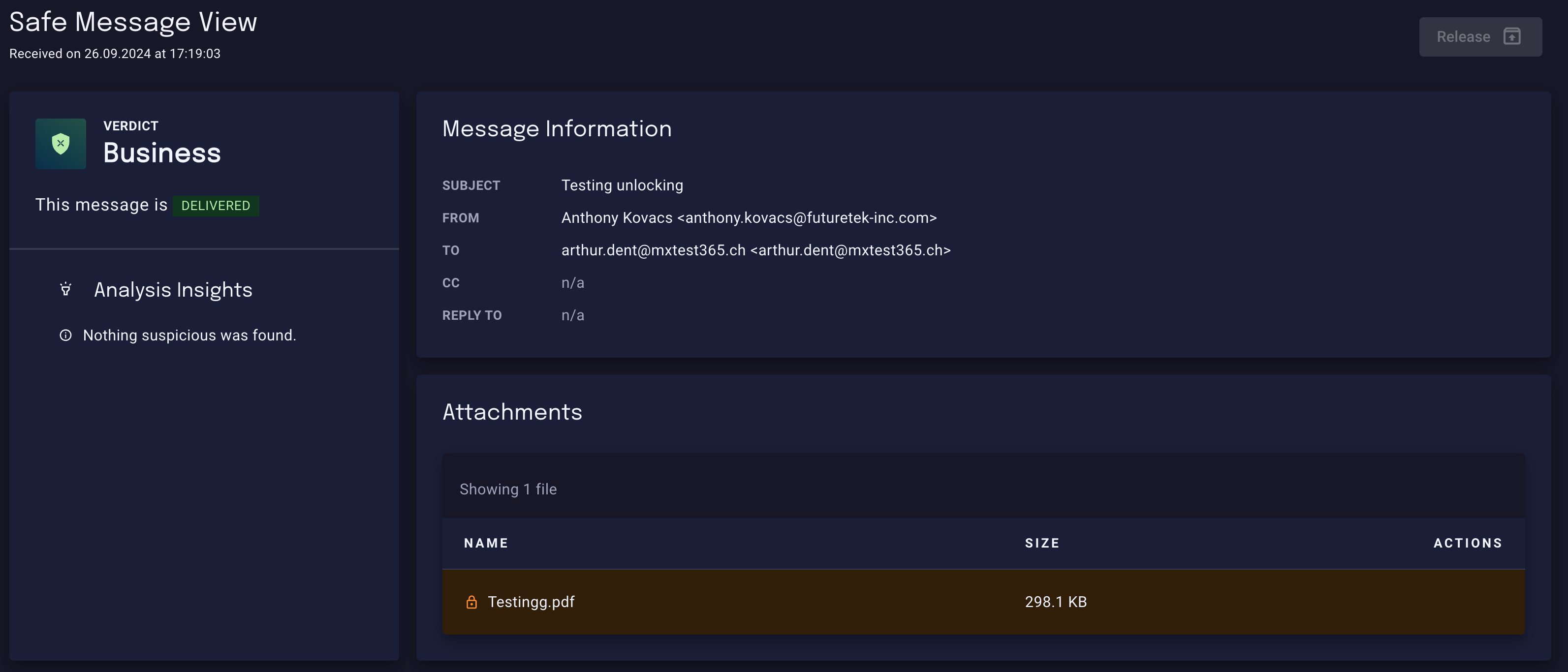 Unlocked message