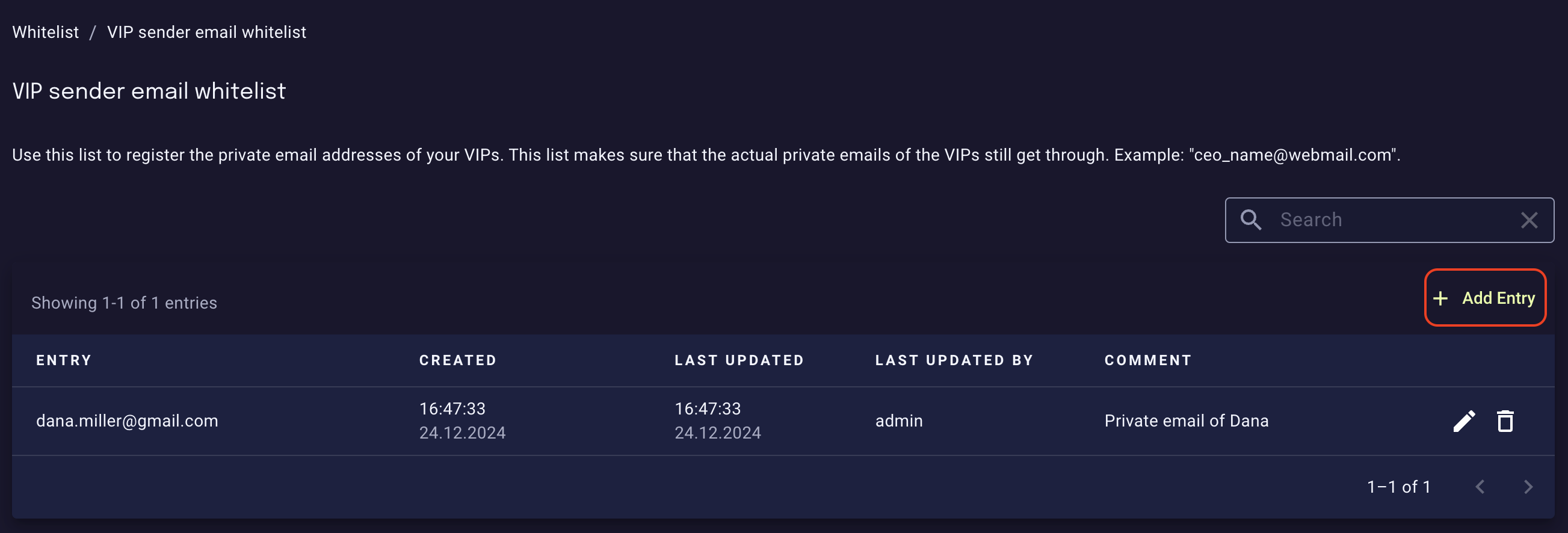 Registering VIPs’ private email addresses