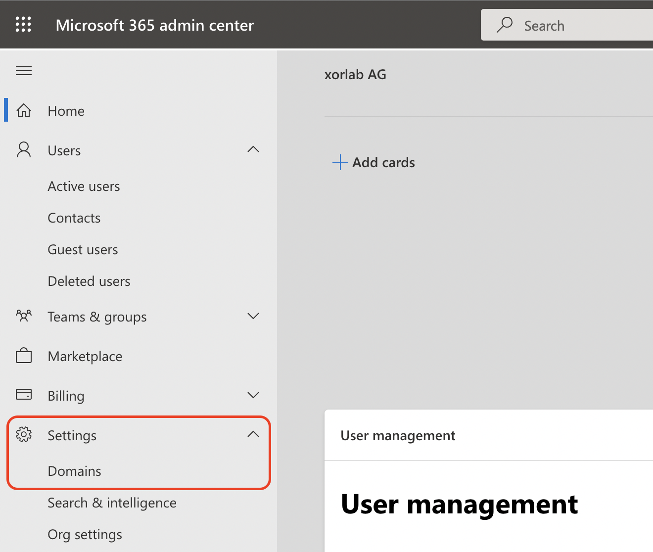Domains management