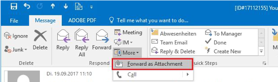 Forwarding an email in Outlook