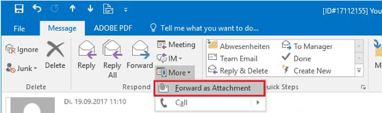 Forwarding an email in Outlook