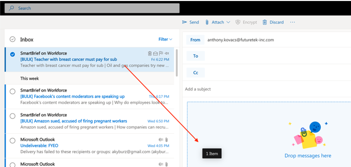 Forwarding an email in M365