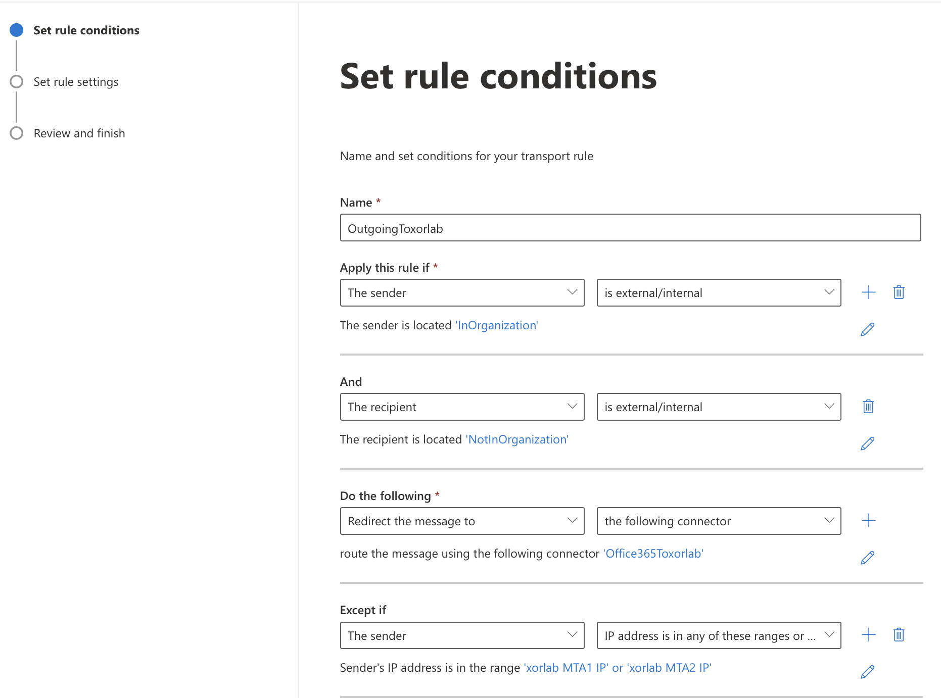 Outgoing rule