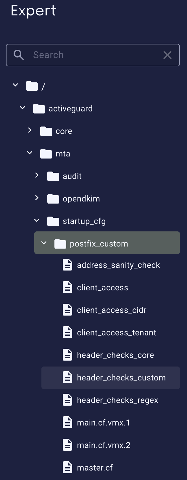 Postfix configuration files for SMTP