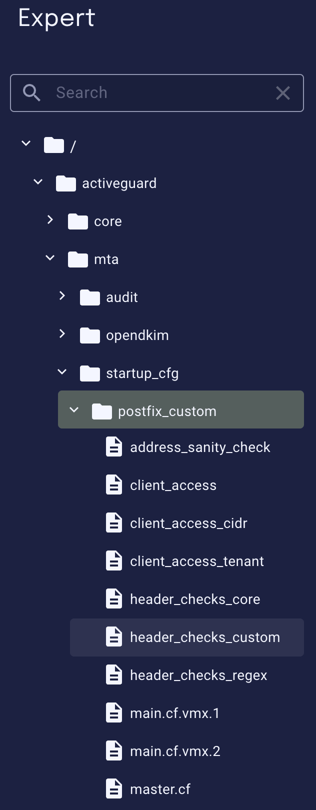 Postfix configuration files for SMTP