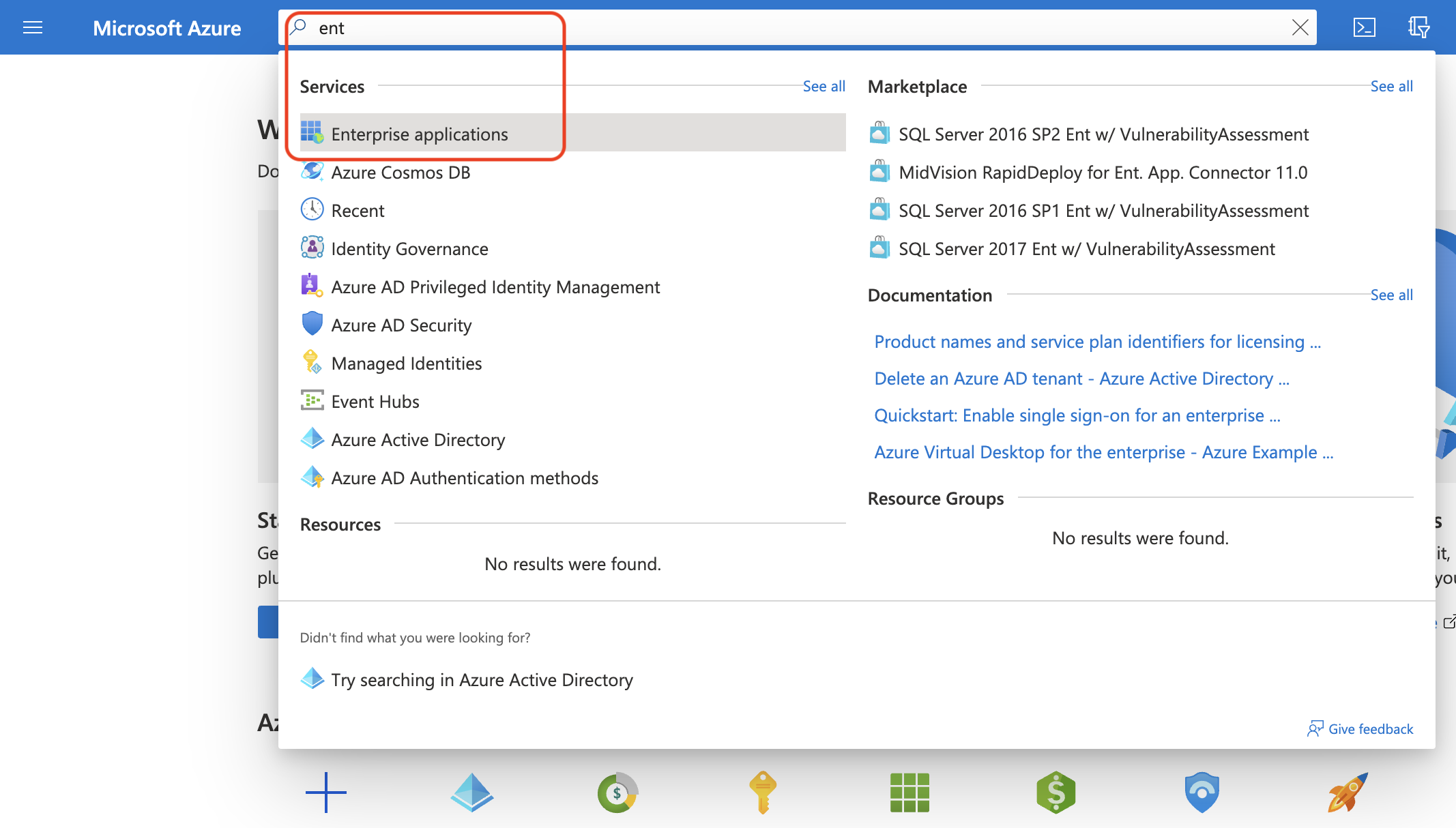 Selecting an enterprise application