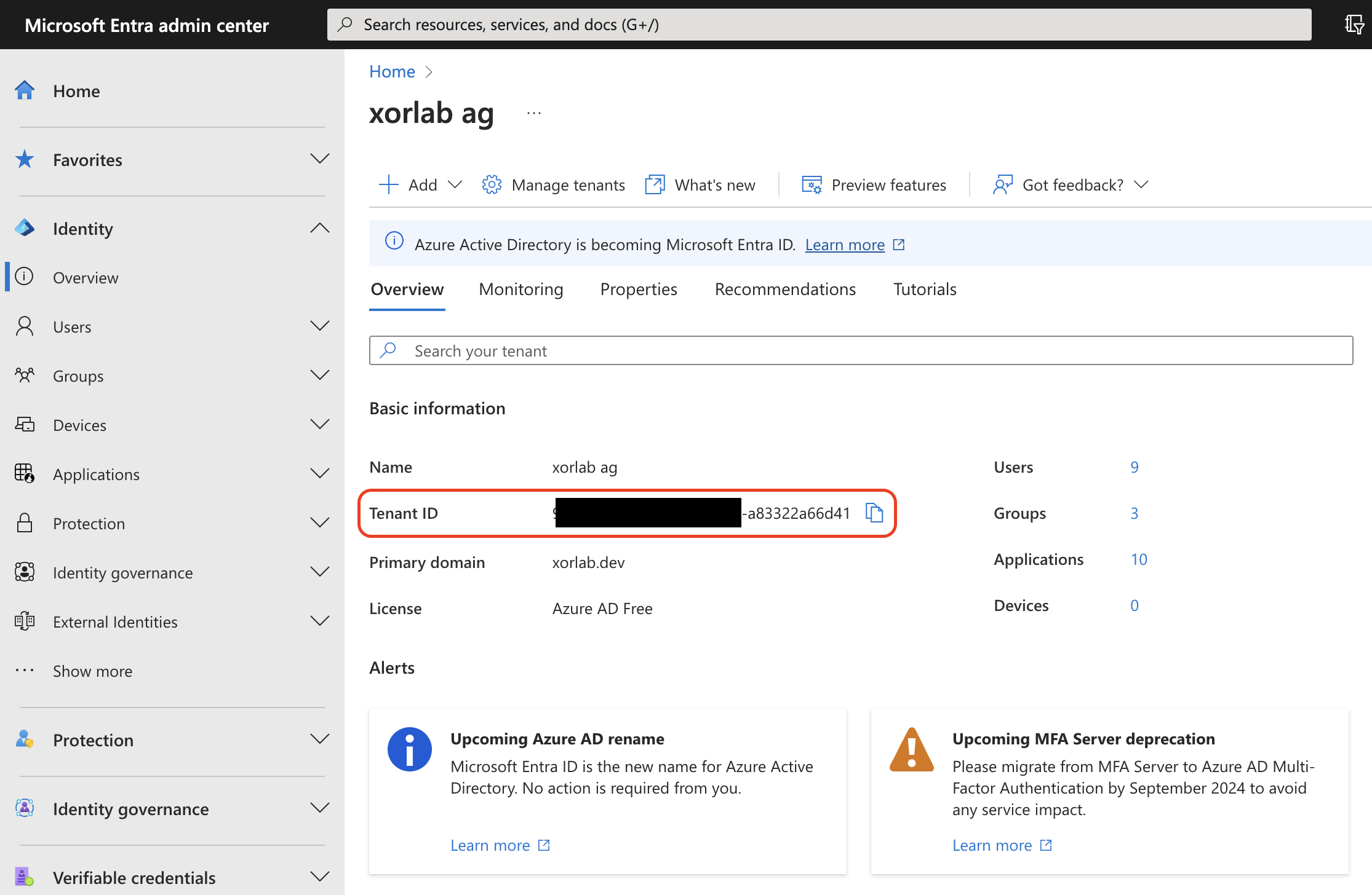 Your AAD Tenant ID
