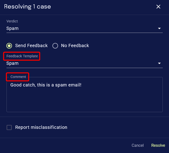 Abuse Mailbox dialog