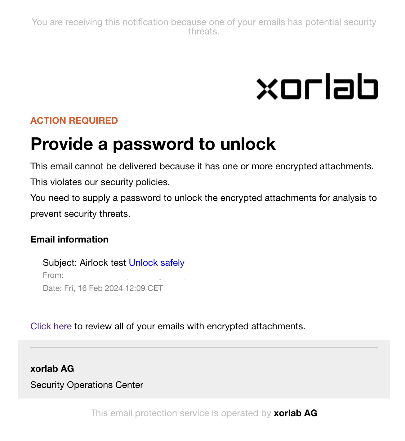 Airlock notification