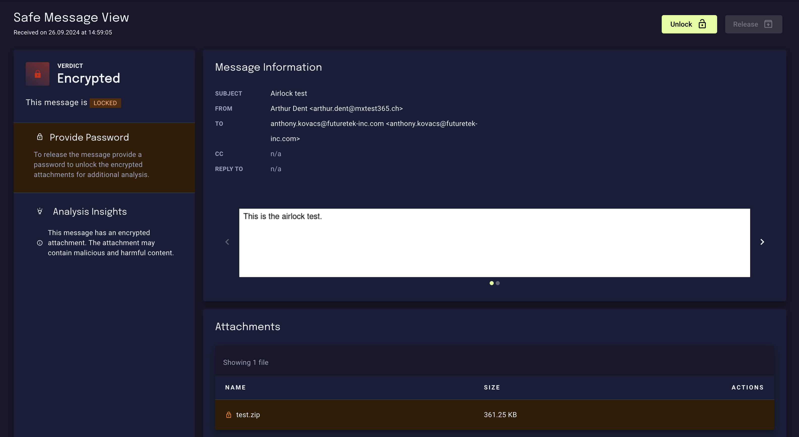 Airlock message preview