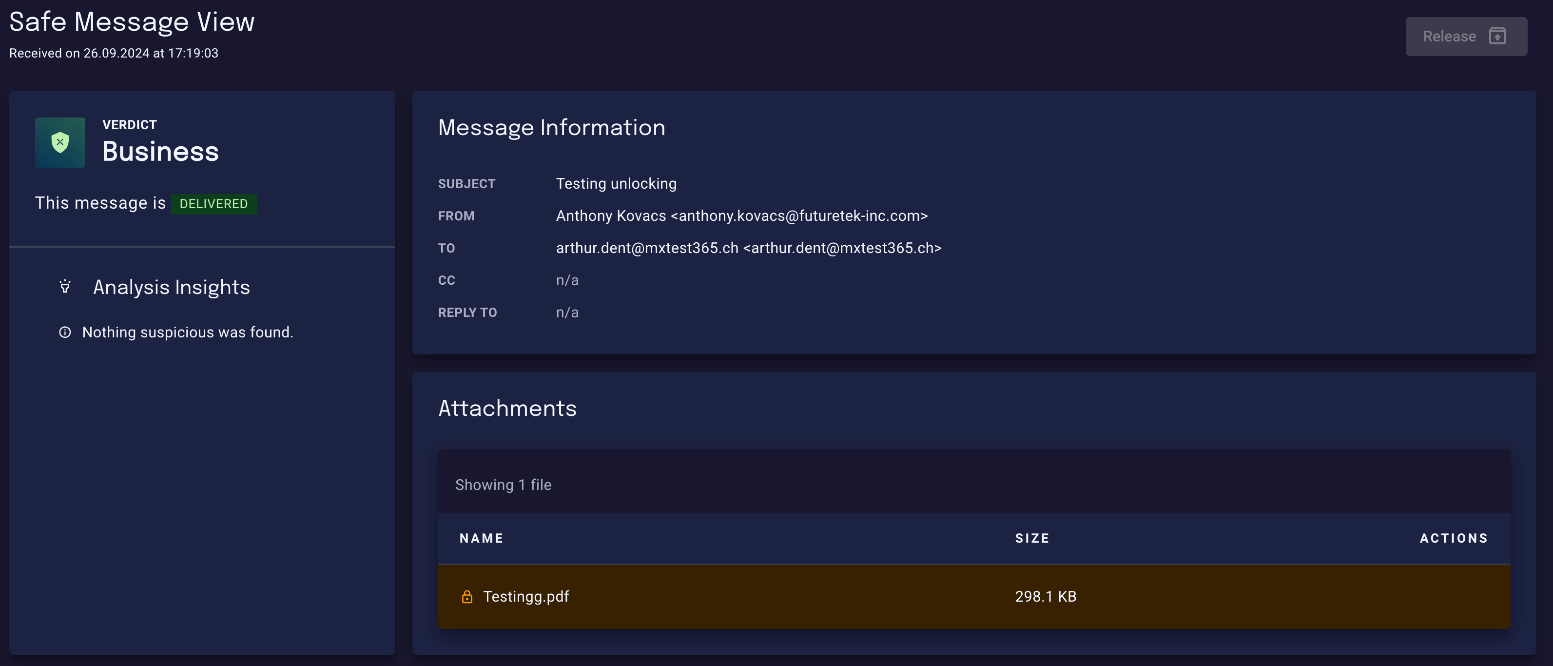 Unlocked message