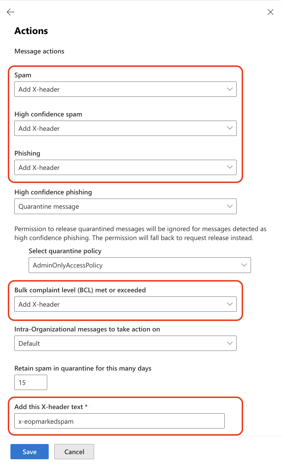 Anti-spam actions