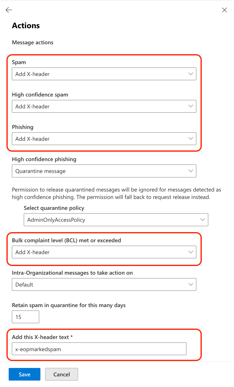 Anti-spam actions