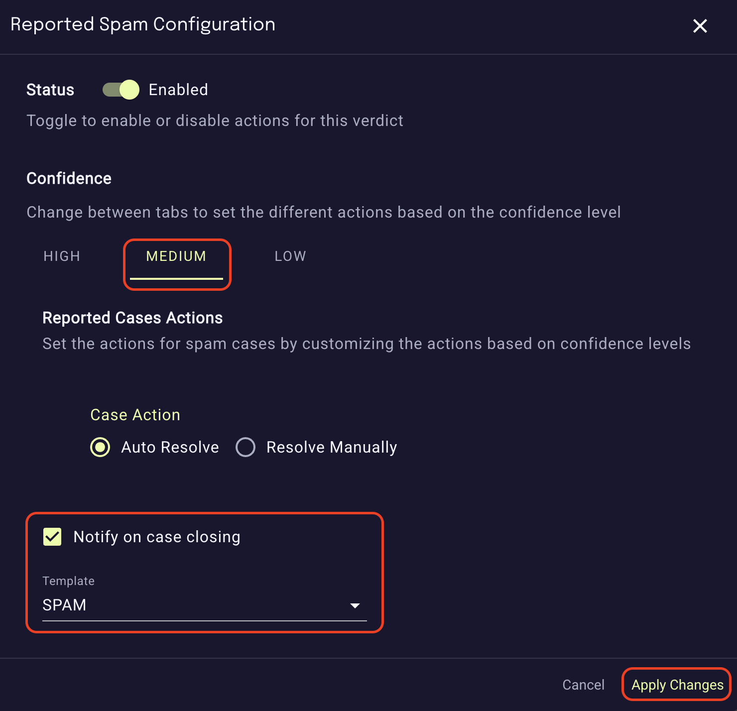 Modifying Abuse Mailbox Actions
