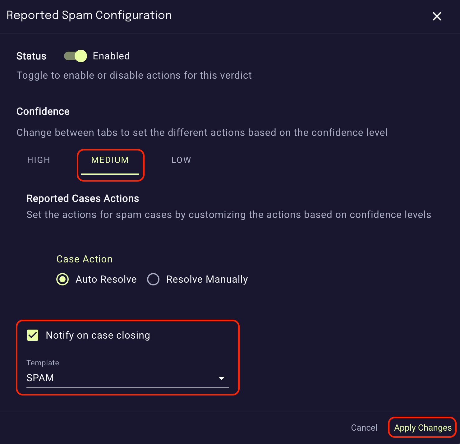Modifying Abuse Mailbox Actions